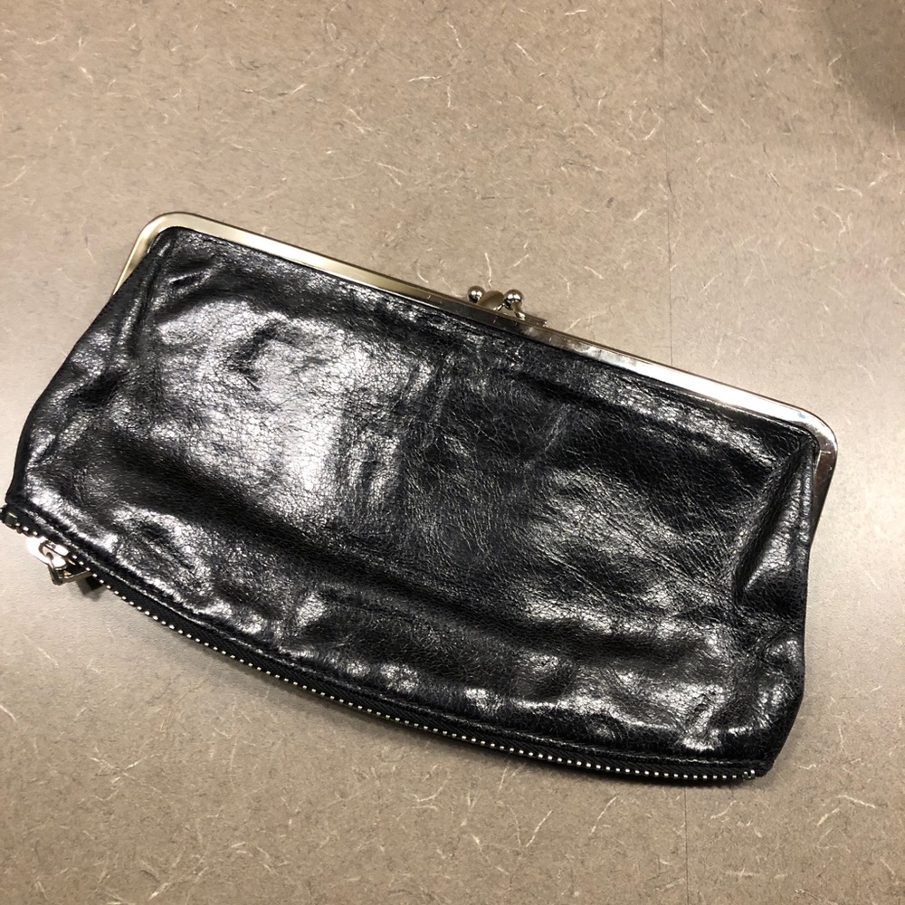Hobo kiss lock clutch with zip bottom